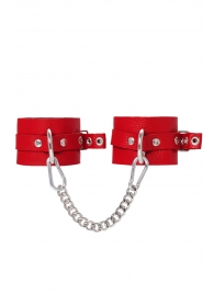 Красные мягкие кожаные оковы с люверсами - Pecado - купить с доставкой в Коломне