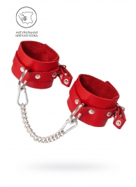 Красные мягкие кожаные оковы с люверсами - Pecado - купить с доставкой в Коломне
