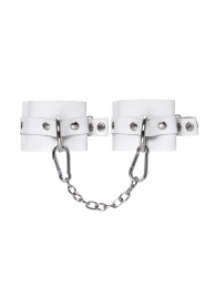 Белые мягкие кожаные наручники с люверсами - Pecado - купить с доставкой в Коломне