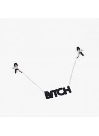 Зажимы на соски с кожаной подвеской Bitch - Crazy Handmade - купить с доставкой в Коломне