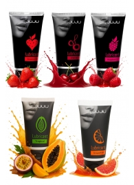 Набор из 5 съедобных лубрикантов JUJU (клубника, малина, тропические фрукты, вишня, грейпфрут) - JuJu - купить с доставкой в Коломне