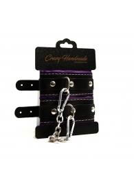 Черно-фиолетовые скругленные наручники с мягкой подкладкой - Crazy Handmade - купить с доставкой в Коломне