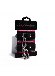 Черно-розовые скругленные наручники с мягкой подкладкой - Crazy Handmade - купить с доставкой в Коломне