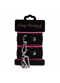 Черно-розовые скругленные наручники с мягкой подкладкой - Crazy Handmade - купить с доставкой в Коломне