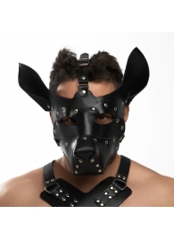 Черная кожаная маска «Собака» - Crazy Handmade - купить с доставкой в Коломне