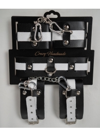 Набор фиксаторов из черной и белой натуральной кожи - Crazy Handmade - купить с доставкой в Коломне