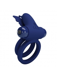 Синее эрекционное кольцо с вибростимуляцией клитора - Baile - в Коломне купить с доставкой