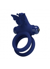 Синее эрекционное кольцо с вибростимуляцией клитора - Baile - в Коломне купить с доставкой