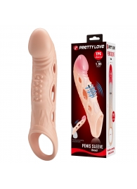 Телесная удлиняющая насадка с рельефом и вибрацией Brad - 21,3 см. - Baile - в Коломне купить с доставкой