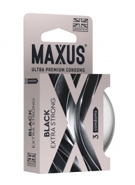 Черные утолщенные презервативы MAXUS Extra Strong с железным кейсом - 3 шт. - Maxus - купить с доставкой в Коломне