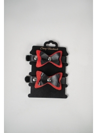 Черно-красные кожаные наручники с бантиками - Crazy Handmade - купить с доставкой в Коломне