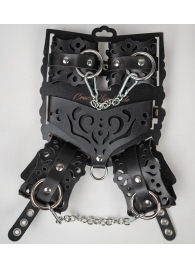 Черный ажурный кожаный набор фиксаций - Crazy Handmade - купить с доставкой в Коломне