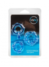 Набор из 3 синих эрекционных колец с различным рельефом - Erowoman-Eroman - в Коломне купить с доставкой