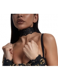 Черный ажурный чокер с золотистой фурнитурой - Crazy Handmade - купить с доставкой в Коломне