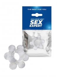 Прозрачное эрекционное кольцо с 6 стимулирующими шариками - Sex Expert - в Коломне купить с доставкой
