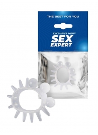 Эластичное эрекционное кольцо с шариками и лучами - Sex Expert - в Коломне купить с доставкой