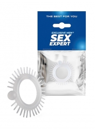 Эластичное эрекционное кольцо с шипиками и шариком - Sex Expert - в Коломне купить с доставкой