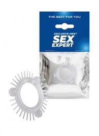 Эластичное эрекционное кольцо с 3 шариками и шипами - Sex Expert - в Коломне купить с доставкой