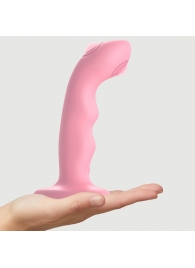 Розовая насадка-стимулятор Strap-On-Me Tapping Dildo Wave - Strap-on-me - купить с доставкой в Коломне