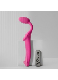 Ярко-розовый безремневой страпон Strap-on-me Vibrating Bendable Strap-On size L - Strap-on-me - купить с доставкой в Коломне