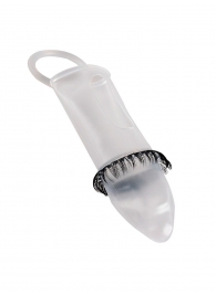 Закрытая насадка на пенис с подхватом мошонки и стимулирующими «ресничками» - Sextaz - в Коломне купить с доставкой