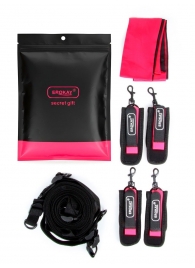 Черно-розовый эротический набор: фиксатор, оковы, наручники, повязка - Erokay - купить с доставкой в Коломне