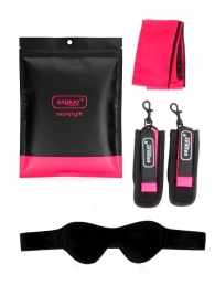 Черно-розовый эротический набор: маска, наручники и повязка - Erokay - купить с доставкой в Коломне