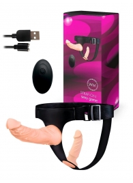 Женский страпон с 2 насадками, вибрацией и пультом ДУ - Erowoman-Eroman - купить с доставкой в Коломне