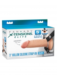 Телесный пустотелый фаллопротез 5’’ Hollow Silicone Strap-On - 14 см. - Pipedream - купить с доставкой в Коломне