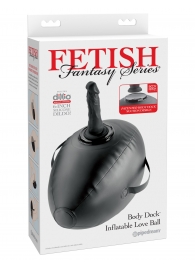 Черный надувной мяч с платформой для фиксации дилдо Body Dock Inflatable Love Ball - Pipedream - купить с доставкой в Коломне