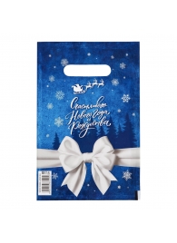 Сине-белый подарочный новогодний пакет с вырубной ручкой (20х30 см) - Сима-Ленд - купить с доставкой в Коломне