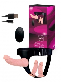 Женский страпон с 3 насадками и вибрацией - Erowoman-Eroman - купить с доставкой в Коломне