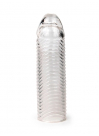 Прозрачная закрытая насадка на пенис с ребрышками - 16 см. - Sex Expert - в Коломне купить с доставкой