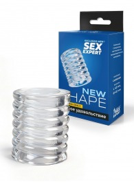 Прозрачная сквозная насадка на пенис с ребрышками - Sex Expert - в Коломне купить с доставкой