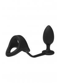 Черное эрекционное кольцо с анальной пробкой Cockstrap With Anal Plug - Dream Toys - в Коломне купить с доставкой