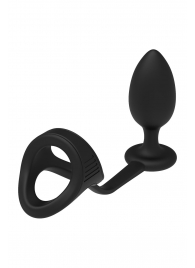 Черное эрекционное кольцо с анальной пробкой Cockstrap With Anal Plug - Dream Toys - в Коломне купить с доставкой