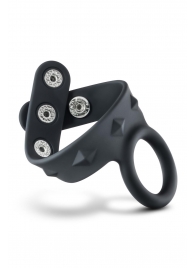 Черное эрекционное кольцо с подхватом мошонки на кнопках VS6 - Blush Novelties - в Коломне купить с доставкой