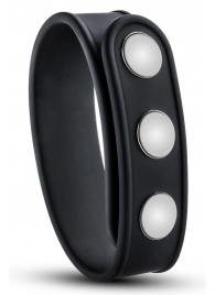 Черное эрекционное кольцо на кнопках - Blush Novelties - в Коломне купить с доставкой