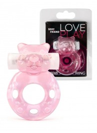 Розовое эрекционное виброкольцо в форме мишки - 1137 - в Коломне купить с доставкой