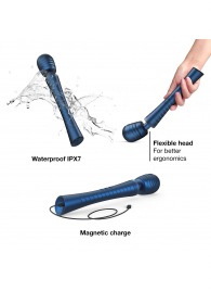 Синий вибромассажёр с насадками Man.wand Edgy - Manwan - в Коломне купить с доставкой