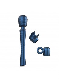 Синий вибромассажёр с насадками Man.wand Edgy - Manwan - в Коломне купить с доставкой