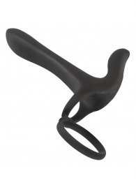 Черная насадка на член с вибрацией Couple’s Vibrator - Orion - в Коломне купить с доставкой