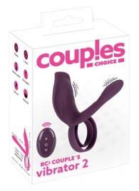 Фиолетовая насадка на член с клиторальным отростком и пультом ДУ RC Couple’s Vibrator 2 - Orion - в Коломне купить с доставкой