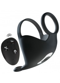 Черная вибронасадка для эрекции и стимуляции мошонки Cock ring with RC ball massager - Orion - в Коломне купить с доставкой