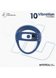 Синее интерактивное эрекционное виброкольцо Rank - Intoyou - в Коломне купить с доставкой