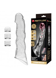 Прозрачный фаллоудлинитель с 3 вставками - 28 см. - Baile - в Коломне купить с доставкой