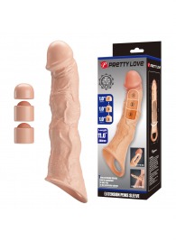 Телесный фаллоудлинитель с 3 вставками - 28 см. - Baile - в Коломне купить с доставкой