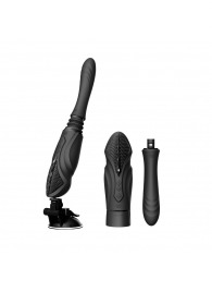 Черная секс-машина с функцией нагрева, насадками и присоской Sesh - Zalo - купить с доставкой в Коломне