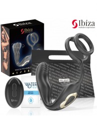 Черная анальная пробка с вращением и эрекционными кольцами - Ibiza - в Коломне купить с доставкой