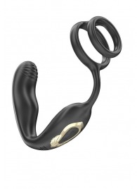 Черная анальная пробка с вращением и эрекционными кольцами - Ibiza - в Коломне купить с доставкой